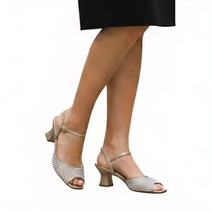 Steve Madden Ankle Strap Pep Toe Rhinestone Sandals Heels Girls Size 5 Youth